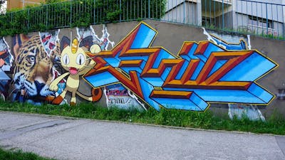 Colorful and Light Blue Stylewriting by Grint and Gameboy Evil. This Graffiti is located in Slovakia and was created in 2023. This Graffiti can be described as Stylewriting and Characters.