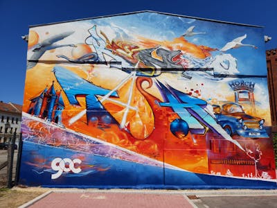 Orange and Blue and Colorful Stylewriting by Your86, TASKONE and renzo. This Graffiti is located in Zwickau, Germany and was created in 2020. This Graffiti can be described as Stylewriting, Streetart, Murals and Commission.