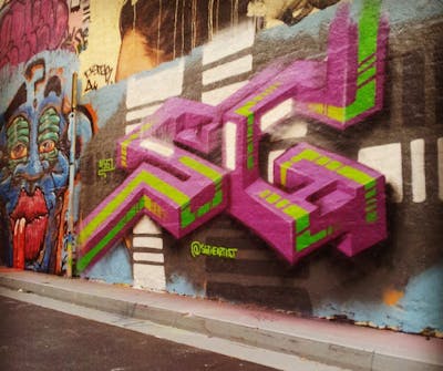 Coralle and Colorful Stylewriting by SG. This Graffiti is located in Sydney, Australia and was created in 2015. This Graffiti can be described as Stylewriting, Wall of Fame and 3D.