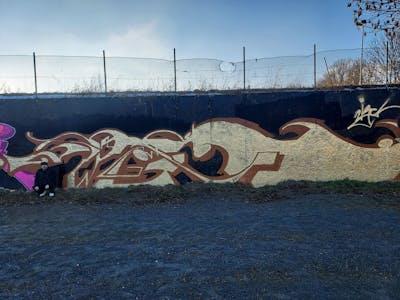 Gold and Brown Stylewriting by ZIRCE. This Graffiti is located in Zwickau, Germany and was created in 2022. This Graffiti can be described as Stylewriting and Wall of Fame.