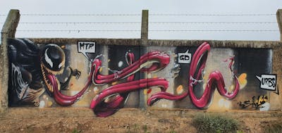 Red and Black and Grey Stylewriting by fil, graffdinamics, urbansoldierz and Mtr clan. This Graffiti is located in Lleida, Spain and was created in 2023. This Graffiti can be described as Stylewriting, Characters and 3D.