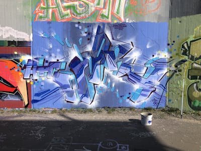 Blue and Light Blue Stylewriting by WOOKY. This Graffiti is located in Leipzig, Germany and was created in 2022. This Graffiti can be described as Stylewriting and Wall of Fame.