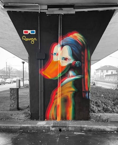 Orange and Colorful Characters by Pongo 3D. This Graffiti is located in Milano, Italy and was created in 2022. This Graffiti can be described as Characters, Streetart and Murals.