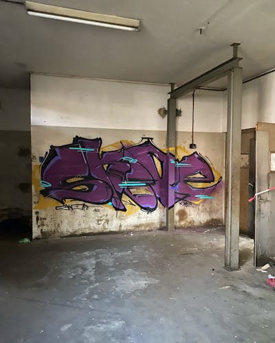 Violet Stylewriting by SKOPE. This Graffiti is located in Grenchen, Switzerland and was created in 2023. This Graffiti can be described as Stylewriting and Abandoned.