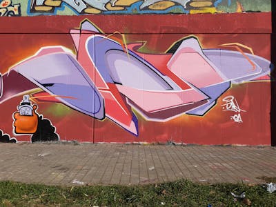 Coralle and Violet Stylewriting by Dirt. This Graffiti is located in Leipzig, Germany and was created in 2022. This Graffiti can be described as Stylewriting and Wall of Fame.