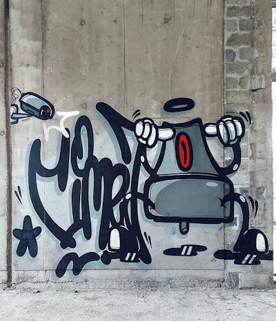 Black and Grey Stylewriting by Cimet. This Graffiti is located in Zagreb, Croatia and was created in 2023. This Graffiti can be described as Stylewriting, Characters and Abandoned.