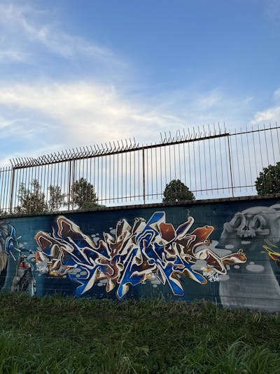 Brown and Blue and Colorful Stylewriting by Sowet. This Graffiti is located in Florence, Italy and was created in 2023. This Graffiti can be described as Stylewriting and Characters.