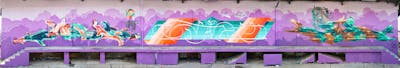 Colorful Stylewriting by urine, mobar, Köter and OST. This Graffiti is located in Magdeburg, Germany and was created in 2019. This Graffiti can be described as Stylewriting and Wall of Fame.