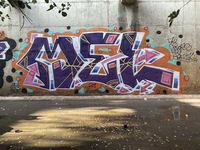 Violet and Colorful Stylewriting by Mel 537. This Graffiti is located in Israel and was created in 2024. This Graffiti can be described as Stylewriting and Atmosphere.