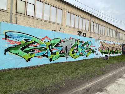 Colorful and Light Green Stylewriting by BROKE420. This Graffiti is located in Magdeburg, Germany and was created in 2023.