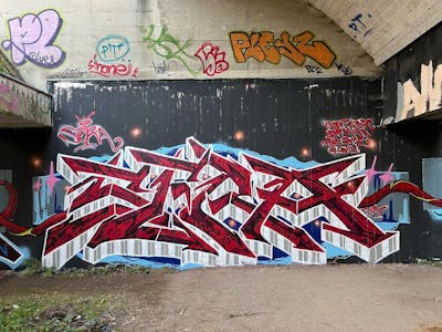 Red and White and Black Stylewriting by Sera. This Graffiti is located in Dortmund, Germany and was created in 2023. This Graffiti can be described as Stylewriting and Abandoned.
