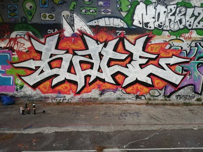 Colorful Stylewriting by Base and RSk. This Graffiti is located in Ljubljana, Slovenia and was created in 2019. This Graffiti can be described as Stylewriting and Wall of Fame.