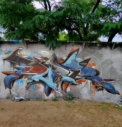 Colorful and Light Blue Stylewriting by Caer8th. This Graffiti is located in Prague, Czech Republic and was created in 2022.