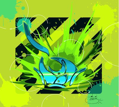 Light Blue and Light Green Digital Works by Modi. This Graffiti is located in Gera, Germany and was created in 2023.