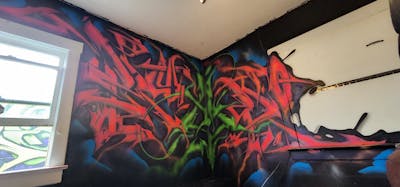 Red and Light Green and Blue Stylewriting by Kuhr. This Graffiti is located in United States and was created in 2022.