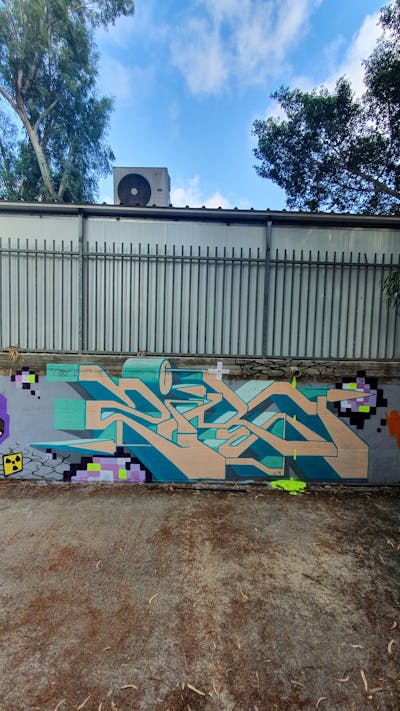 Beige and Cyan and Colorful Stylewriting by Zire. This Graffiti is located in Israel and was created in 2023.