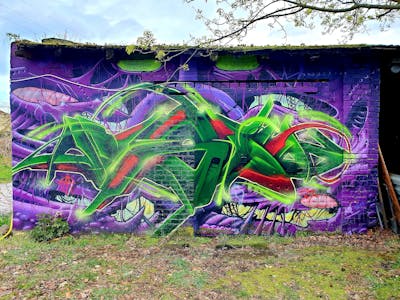 Green and Violet Stylewriting by angst. This Graffiti is located in Germany and was created in 2024. This Graffiti can be described as Stylewriting, 3D and Abandoned.
