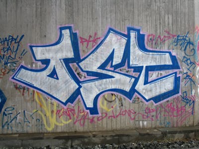 Blue and Chrome Stylewriting by urine and OST. This Graffiti is located in Bayreuth, Germany and was created in 2008. This Graffiti can be described as Stylewriting and Street Bombing.