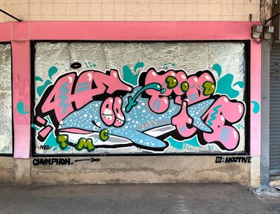 Coralle and Light Blue Stylewriting by Hootive. This Graffiti is located in Thailand and was created in 2023. This Graffiti can be described as Stylewriting and Characters.