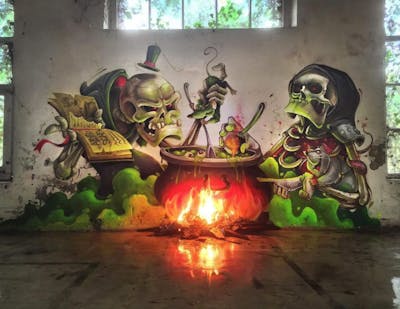 Colorful Characters by scaf and Abys. This Graffiti is located in France and was created in 2019. This Graffiti can be described as Characters, 3D and Abandoned.