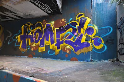 Yellow and Violet Stylewriting by HAMPI. This Graffiti is located in bochum, Germany and was created in 2023. This Graffiti can be described as Stylewriting and Wall of Fame.