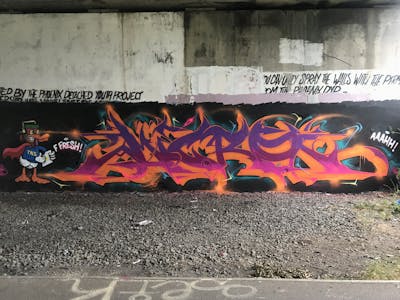 Colorful Stylewriting by Micro79. This Graffiti is located in Newcastle, United Kingdom and was created in 2021. This Graffiti can be described as Stylewriting and Wall of Fame.