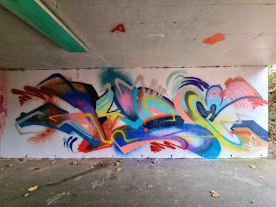 Colorful Stylewriting by Dyze. This Graffiti is located in Bern, Switzerland and was created in 2023. This Graffiti can be described as Stylewriting and Wall of Fame.