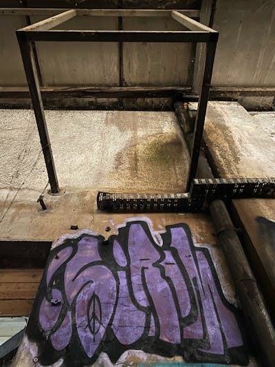Violet Stylewriting by Sirom. This Graffiti is located in Döbeln, Germany and was created in 2022. This Graffiti can be described as Stylewriting, Abandoned and Throw Up.