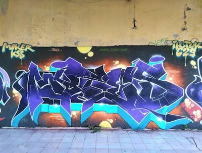 Violet and Colorful Stylewriting by Mites. This Graffiti is located in Bali, Indonesia and was created in 2020. This Graffiti can be described as Stylewriting.