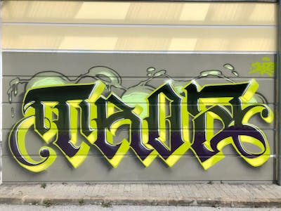 Light Green and Black Stylewriting by TROZ ONE. This Graffiti is located in Landeck, Austria and was created in 2023.