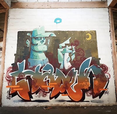 Orange and Cyan and Colorful Stylewriting by Hades. This Graffiti is located in Sarajevo, Bosnia and Herzegovina and was created in 2019. This Graffiti can be described as Stylewriting, Characters, Abandoned and Streetart.