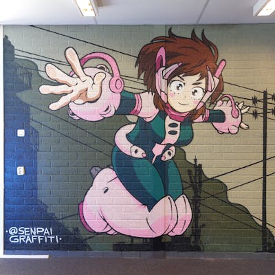 Cyan and Coralle and Colorful Characters by Senpaigraffiti. This Graffiti is located in Zwijndrecht, Netherlands and was created in 2023.