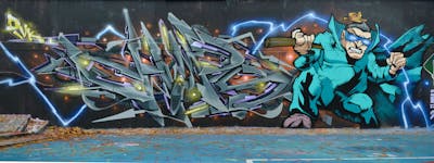 Cyan and Grey and Colorful Stylewriting by Chips, sores and smo__crew. This Graffiti is located in London, United Kingdom and was created in 2021. This Graffiti can be described as Stylewriting and Characters.