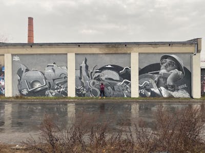 Grey Stylewriting by cruze. This Graffiti is located in Leszno Town, Poland and was created in 2021. This Graffiti can be described as Stylewriting and Characters.