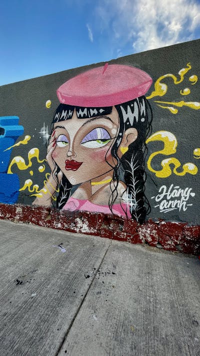 Colorful and Beige Characters by HanyAnnh. This Graffiti is located in Guadalajara, Mexico and was created in 2022.