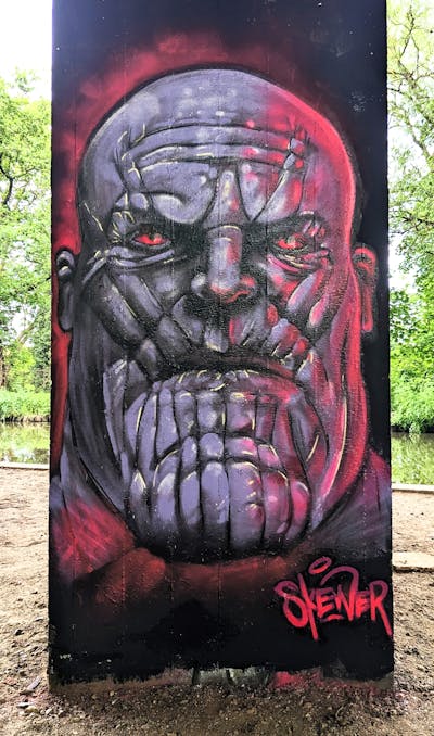 Violet and Red and Black Characters by SQWR. This Graffiti is located in United Kingdom and was created in 2023.
