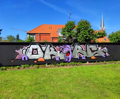 Chrome Stylewriting by HAMPI and BISTE. This Graffiti is located in MESUM, Germany and was created in 2022. This Graffiti can be described as Stylewriting and Characters.
