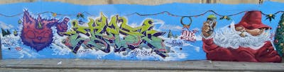 Colorful Stylewriting by 2Down crew and Mr.M. This Graffiti is located in Bangkok BKK, Thailand and was created in 2021. This Graffiti can be described as Stylewriting and Characters.