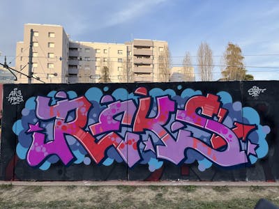Violet and Red Stylewriting by REKS. This Graffiti is located in Bologna, Italy and was created in 2022. This Graffiti can be described as Stylewriting and Wall of Fame.