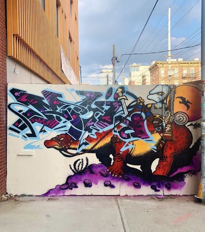 Colorful Stylewriting by MOI. This Graffiti is located in Jersey City, United States and was created in 2022. This Graffiti can be described as Stylewriting and Characters.