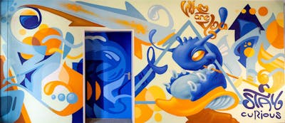 Orange and Blue Stylewriting by Reyn one. This Graffiti is located in München, Germany and was created in 2022. This Graffiti can be described as Stylewriting, Characters and Streetart.