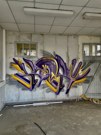 Violet and Yellow and Grey Stylewriting by Ketru. This Graffiti is located in France and was created in 2023. This Graffiti can be described as Stylewriting and Abandoned.