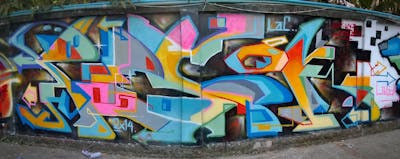 Colorful Stylewriting by PESOK. This Graffiti is located in Yangon, Myanmar and was created in 2014.