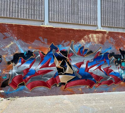 Blue and Red Stylewriting by Kote and spc. This Graffiti is located in Italy and was created in 2022. This Graffiti can be described as Stylewriting and Wall of Fame.