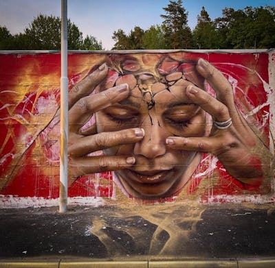 Gold and Colorful Characters by liambononi. This Graffiti is located in Stockholm, Sweden and was created in 2022. This Graffiti can be described as Characters and Murals.