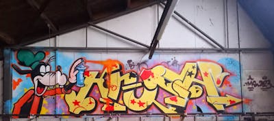 Yellow and Colorful Stylewriting by Onrush73. This Graffiti is located in Denbosch, Netherlands and was created in 2023. This Graffiti can be described as Stylewriting, Characters and Abandoned.