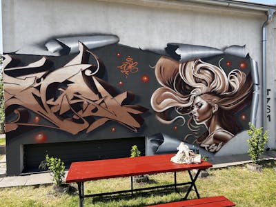 Brown and Grey Stylewriting by Oar. This Graffiti is located in Kosice, Slovakia and was created in 2023. This Graffiti can be described as Stylewriting and Characters.