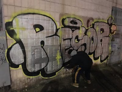 Chrome and Black Stylewriting by RESOR. This Graffiti is located in Kiev, Ukraine and was created in 2021. This Graffiti can be described as Stylewriting and Street Bombing.