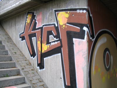 Brown Stylewriting by urine and KCF. This Graffiti is located in Leipzig, Germany and was created in 2008. This Graffiti can be described as Stylewriting and Street Bombing.