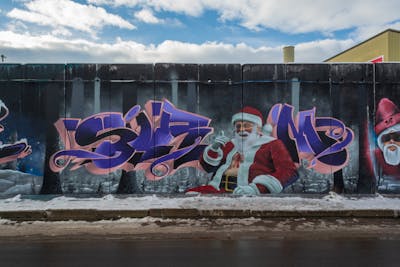 Coralle and Violet and Colorful Stylewriting by Sirom. This Graffiti is located in Chemnitz, Germany and was created in 2023. This Graffiti can be described as Stylewriting and Characters.